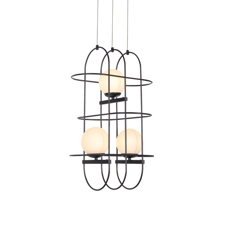 Lyra 16" Modern Adjustable Black Aluminum & Glass LED Chandelier