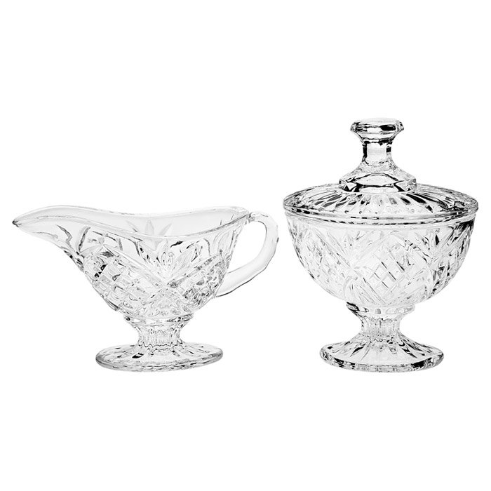 Dublin Clear Crystal Sugar Holder and Creamer Set