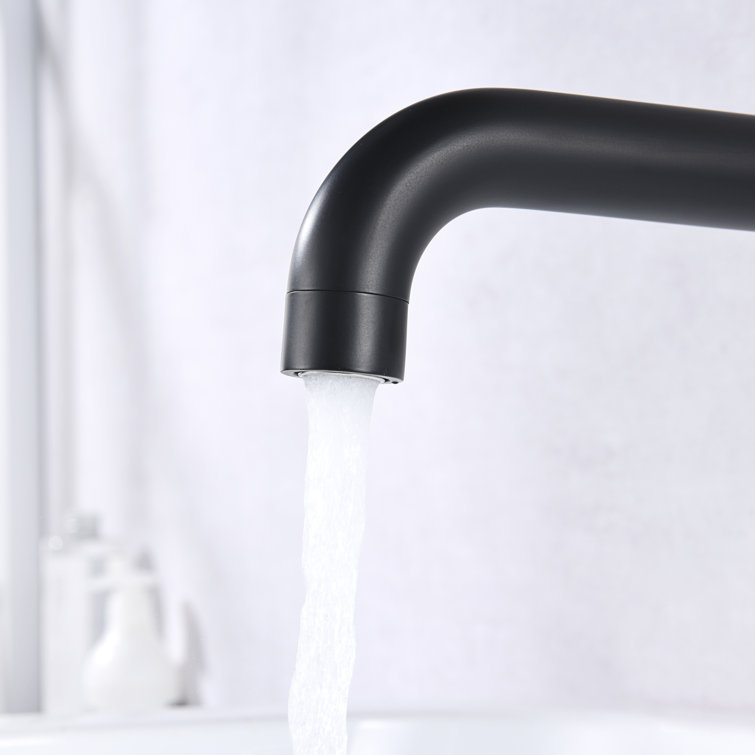 Matte Black Solid Brass High Flow Wall-Mount Tub Filler with Dual Lever Handles
