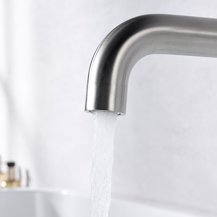 Brushed Nickel Wall Mount Tub Filler Faucet with Long Spout