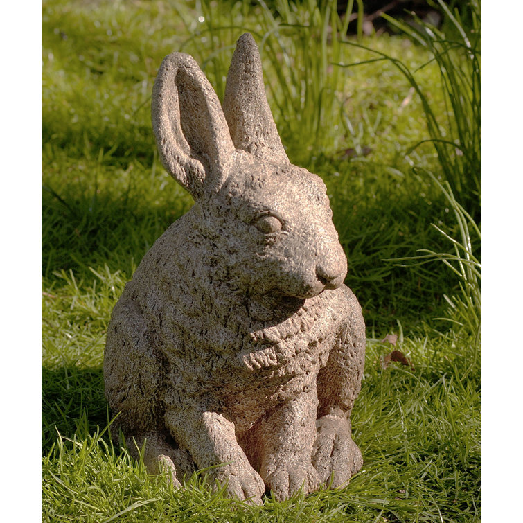 Greystone Concrete Hare Garden Statue with Ears Up