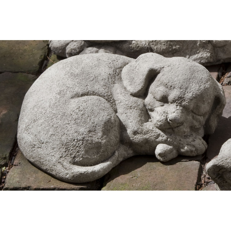 Greystone Handcrafted Cast Stone Curled Dog Statue