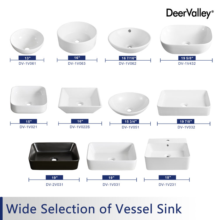 White Ceramic Rectangular Above-Counter Vessel Sink