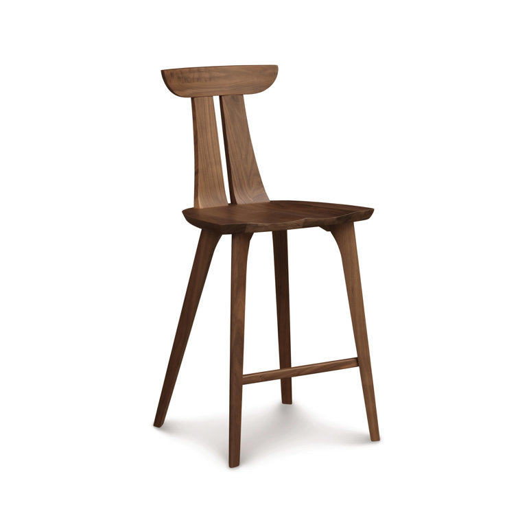 Estelle Elegant Natural Walnut Solid Wood Counter Stool
