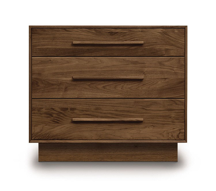Natural Walnut 3-Drawer Horizontal Dresser with Soft Close