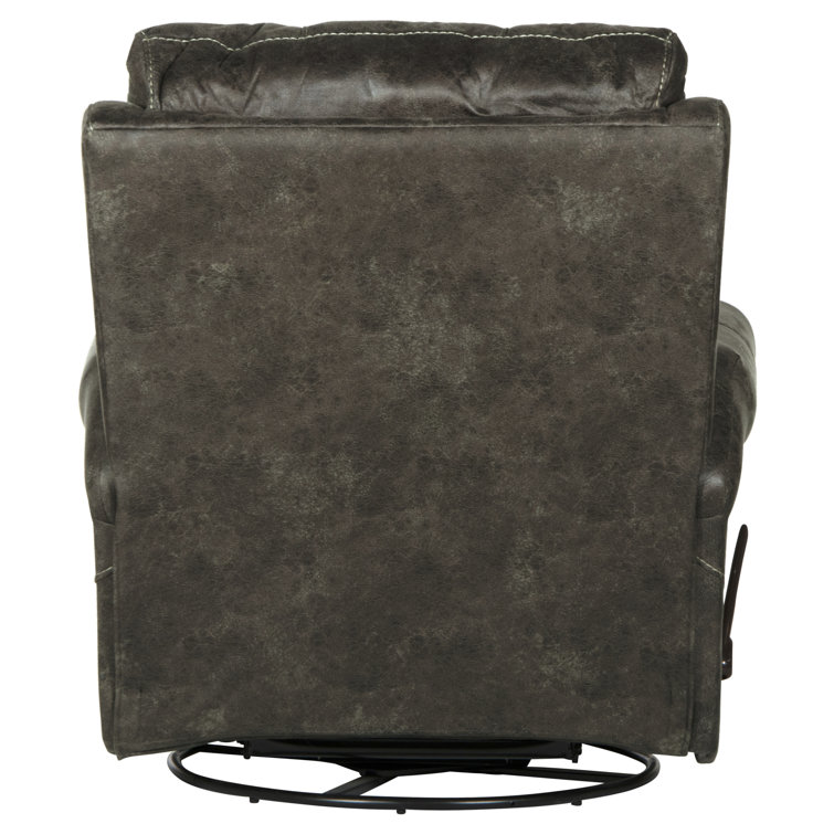 Maddie Ash Swivel Recliner in Gray Faux Leather with Memory Foam