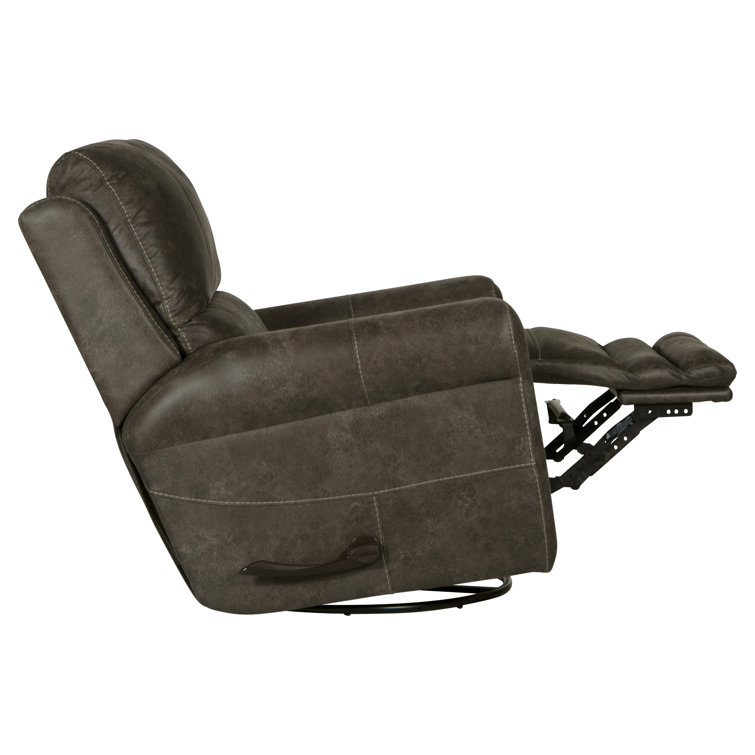 Maddie Ash Swivel Recliner in Gray Faux Leather with Memory Foam