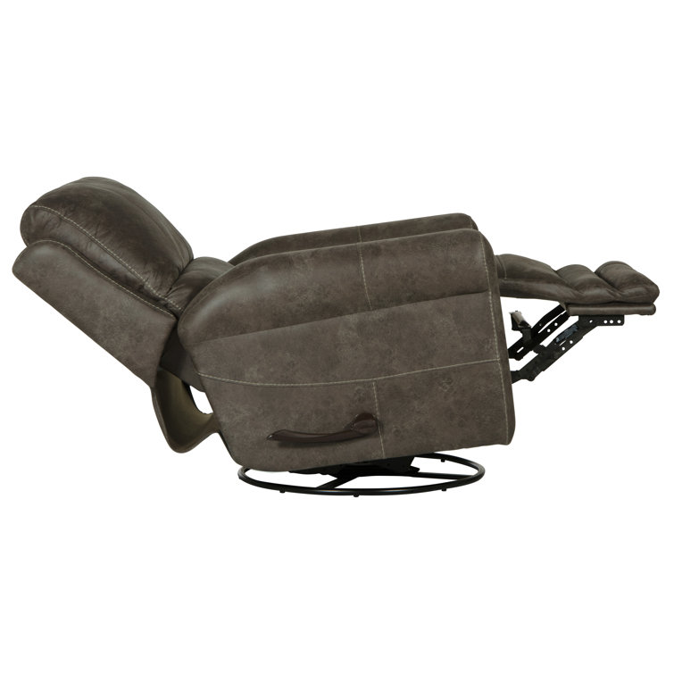 Maddie Ash Swivel Recliner in Gray Faux Leather with Memory Foam