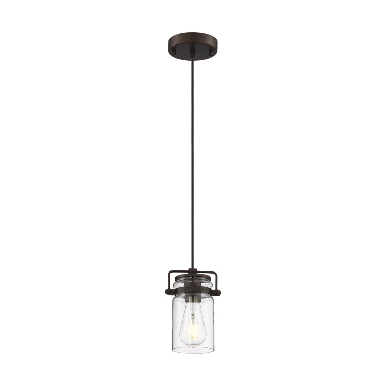 Mahogany Bronze Mini Jar Pendant Light with Clear Glass Shade