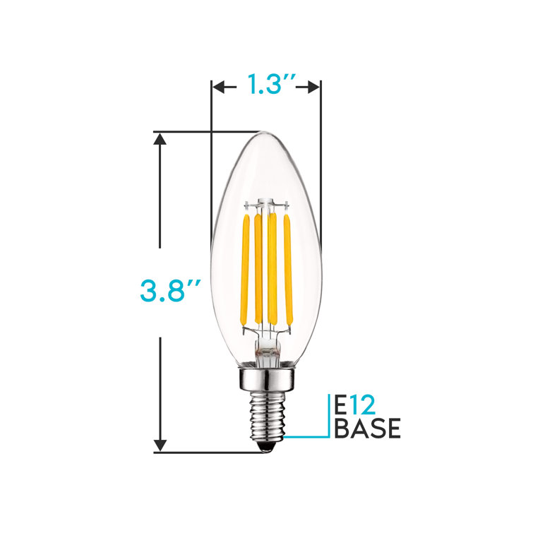 Elegant 5W Clear LED Candelabra Bulb, Dimmable, Traditional Edison Style