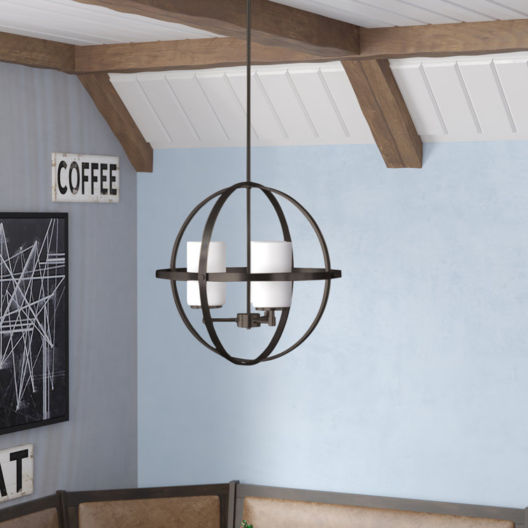 Brushed Nickel Globe Chandelier with Frosted Glass Shades