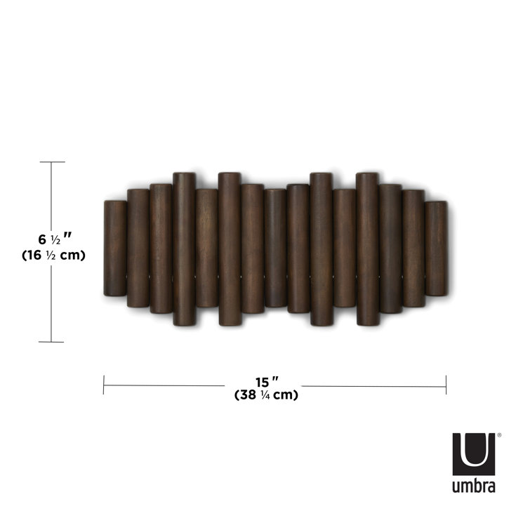 Aged Walnut 5-Hook Flip Wall Art Coat Rack