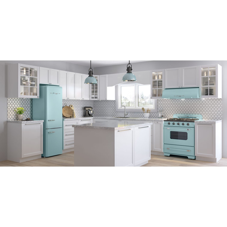Ocean Mist Turquoise 30" Retro Freestanding Gas Range with Convection Oven