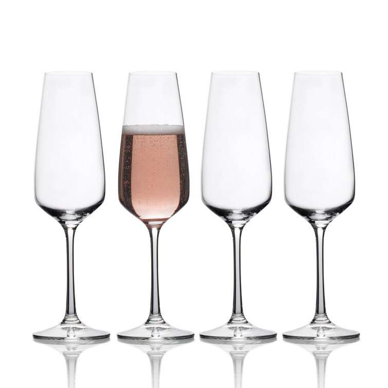 Melody Clear European Crystal Champagne Flutes, Set of 4