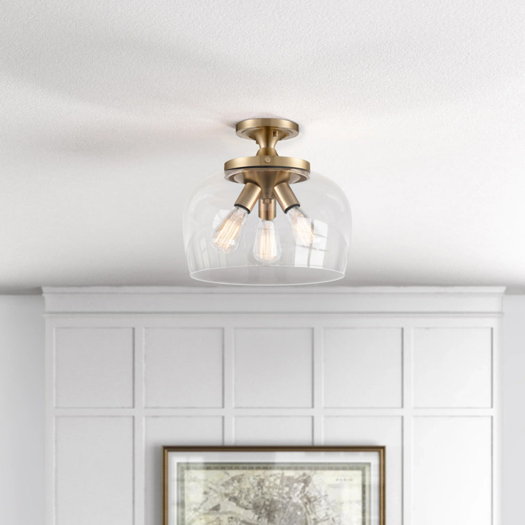 Ashford Modern Gold 13" Glass Semi-Flush Ceiling Bowl