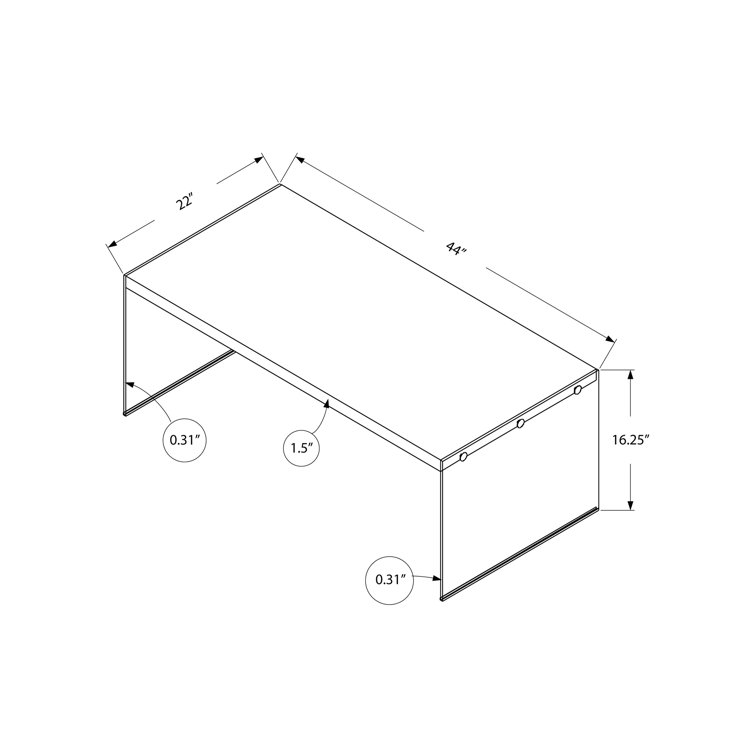 Gray Cement and Glass Rectangular Coffee Table