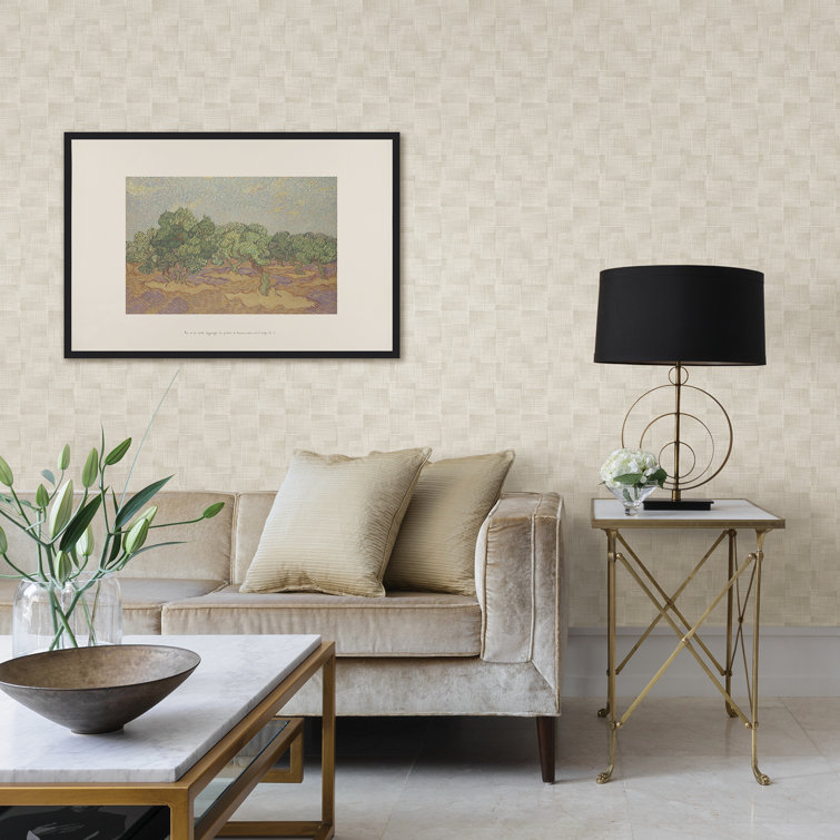White Textured Non-Woven Geometric Wallpaper Roll