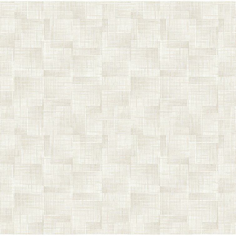 White Textured Non-Woven Geometric Wallpaper Roll