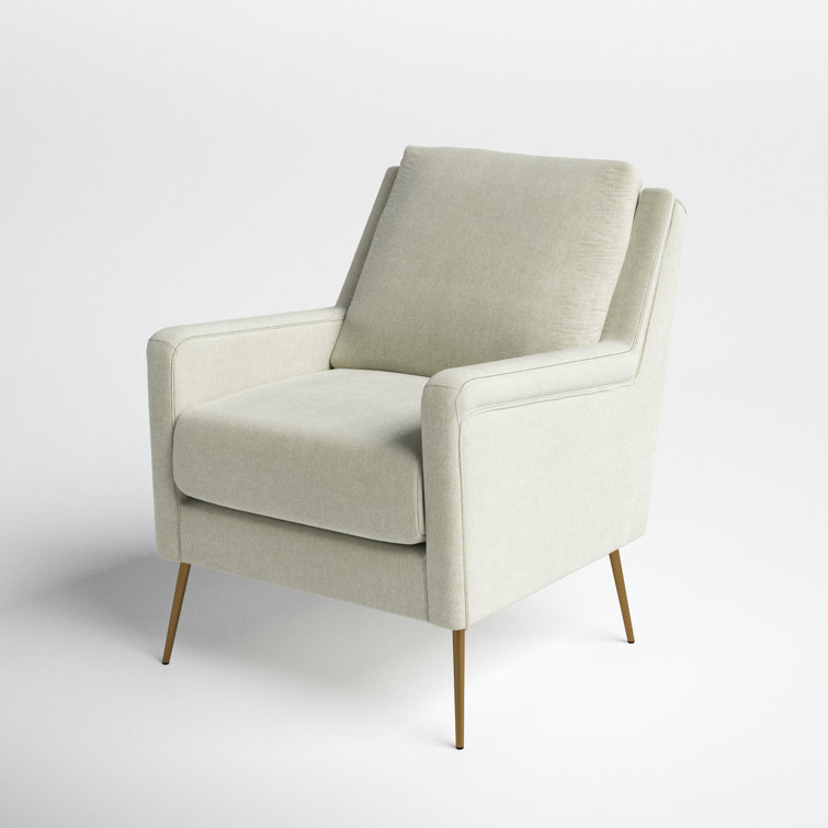 Mid-Century Modern Cream Accent Chair with Gold Legs