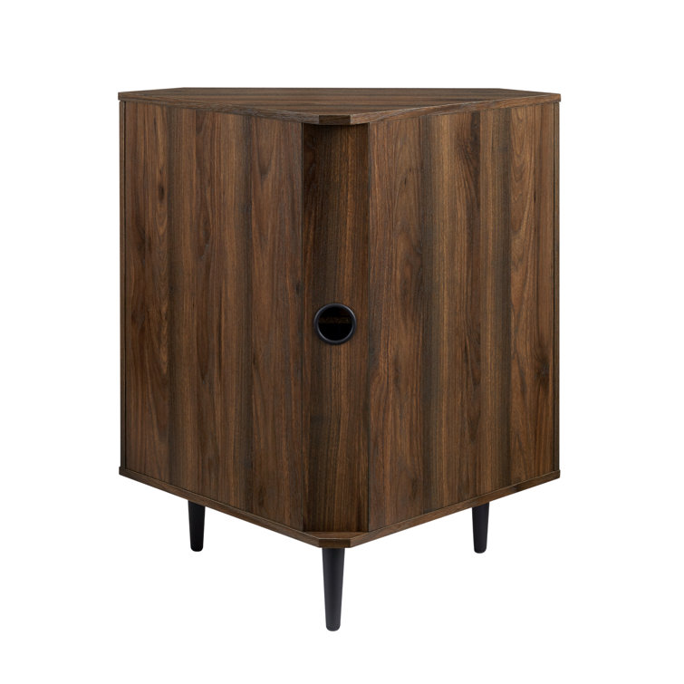 Dark Walnut 2-Door Corner Accent Cabinet with Adjustable Shelving