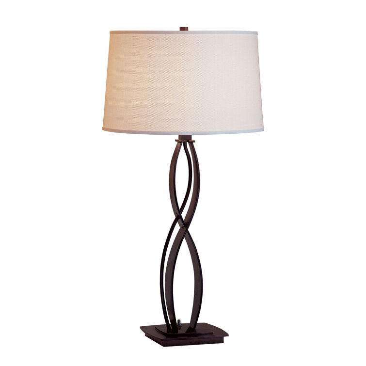Natural Iron Table Lamp with Flax Shade