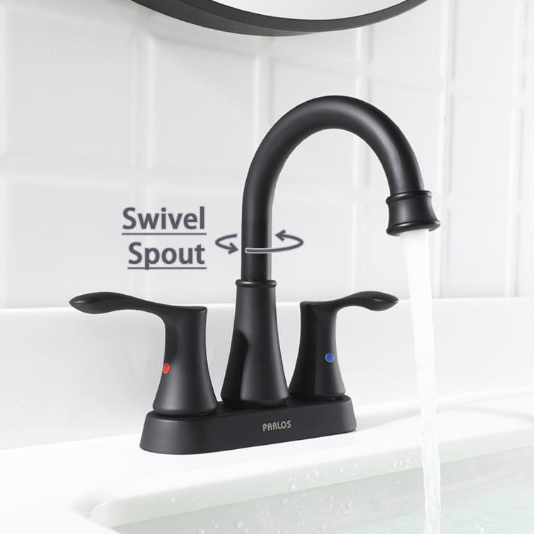 Matte Black Metal Centerset Bathroom Faucet with Pop-Up Drain