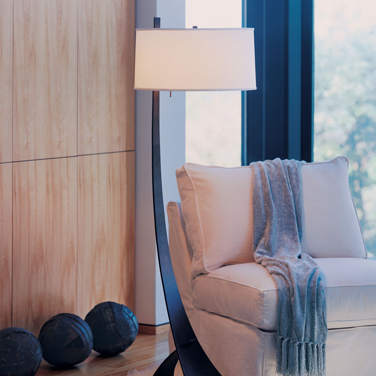 Stasis 58.5" Bronze Floor Lamp with Flax Shade and LED Light