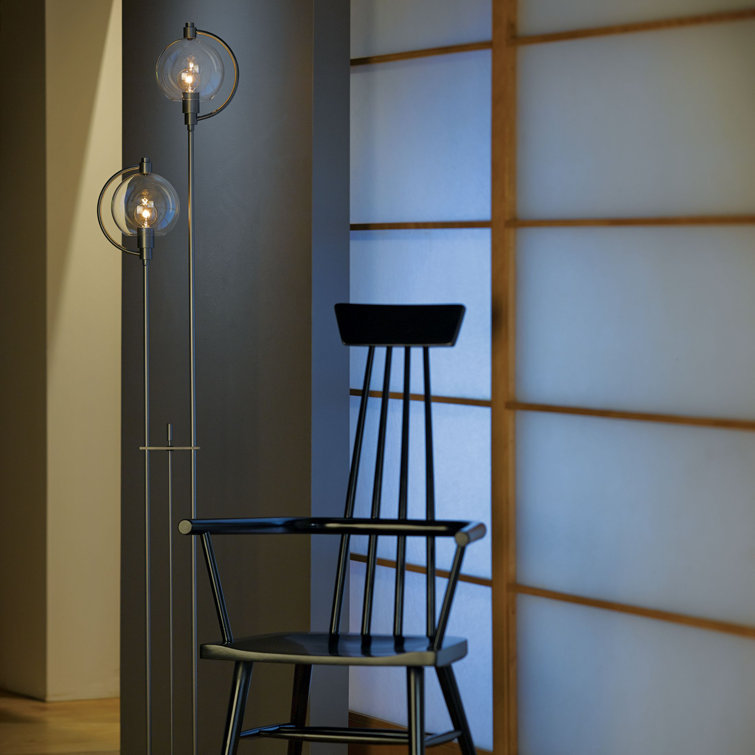 Pluto 68" Dark Smoke Floor Lamp with Clear Glass Globes