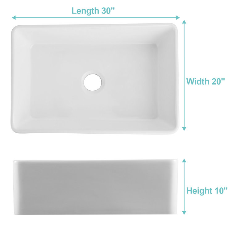 Hadley 30" White Fireclay Farmhouse Kitchen Sink with Accessories