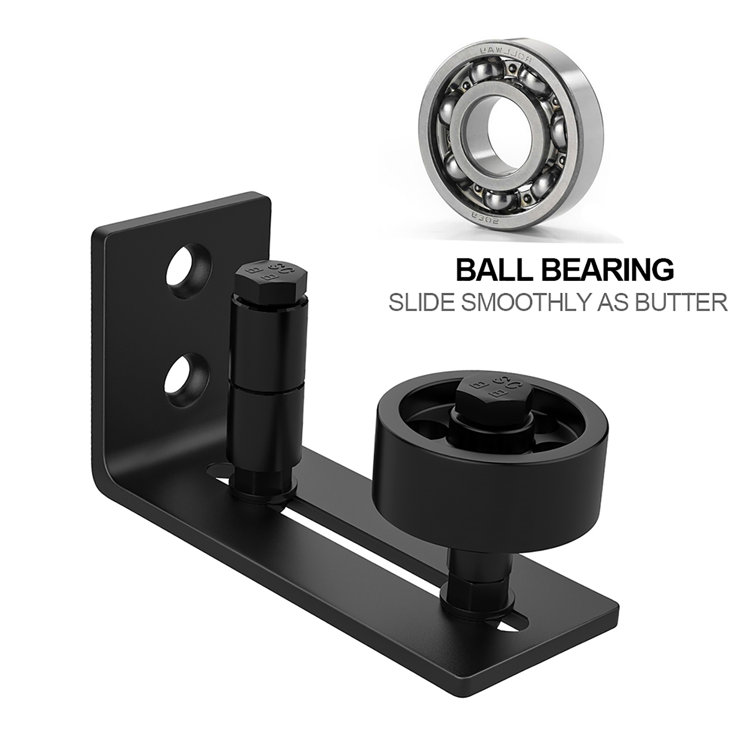 Black Adjustable Sliding Barn Door Floor Guide with 8 Setup Options
