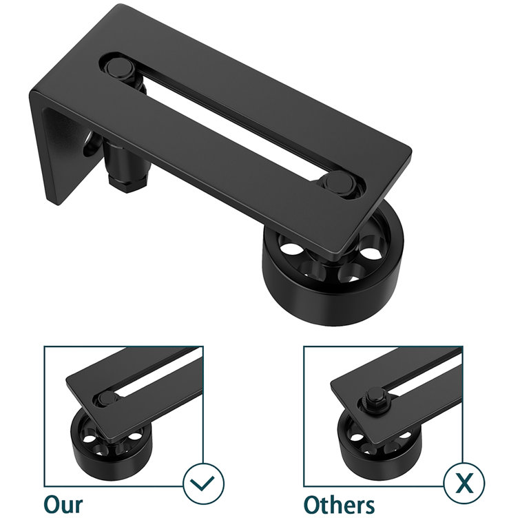 Black Adjustable Sliding Barn Door Floor Guide with 8 Setup Options