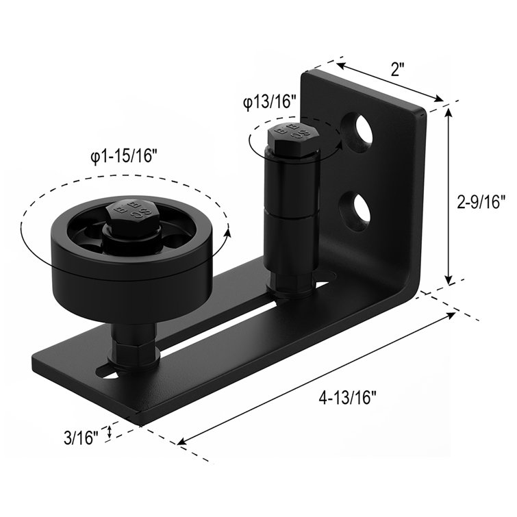Black Adjustable Sliding Barn Door Floor Guide with 8 Setup Options