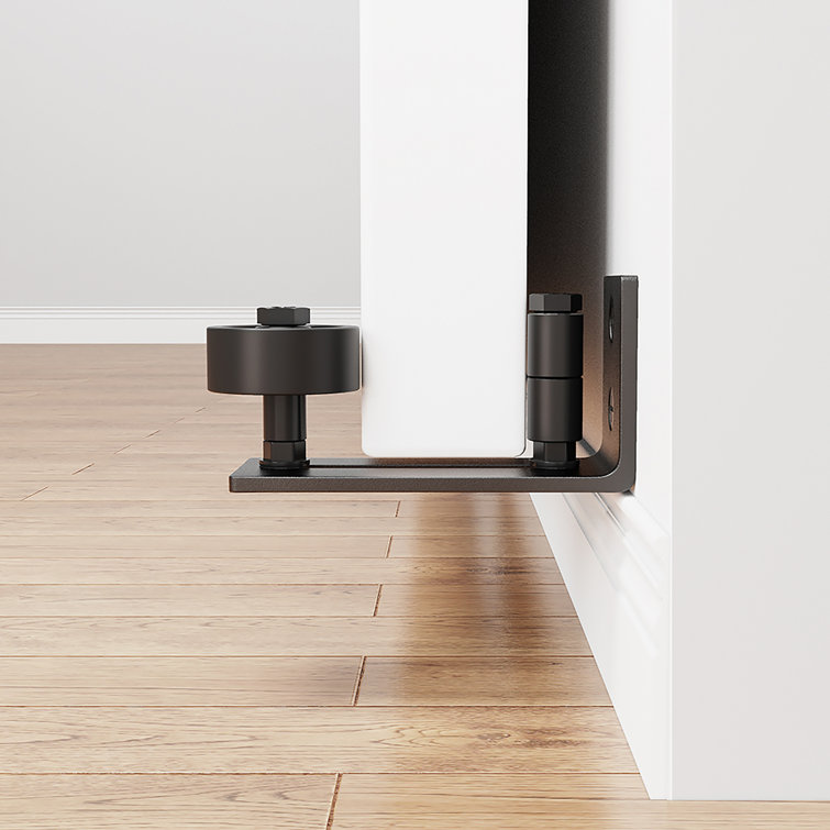 Black Adjustable Sliding Barn Door Floor Guide with 8 Setup Options