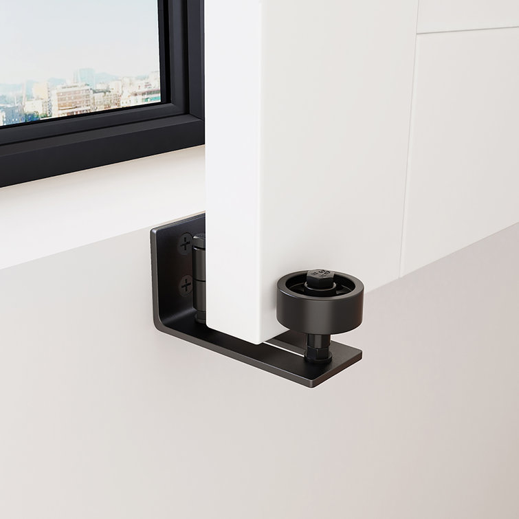 Black Adjustable Sliding Barn Door Floor Guide with 8 Setup Options
