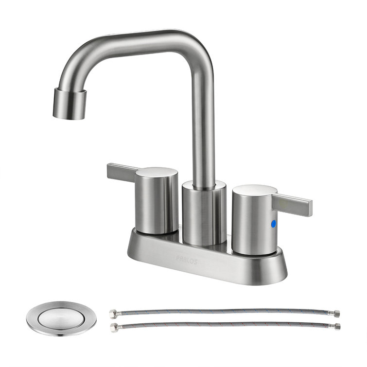 Brushed Nickel Centerset 2-Handle Bathroom Faucet with Drain Assembly