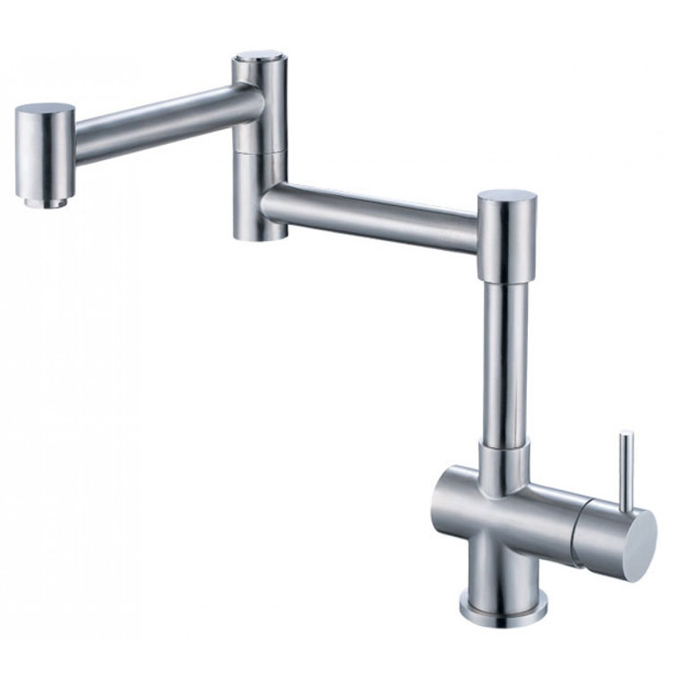 Brushed Stainless Steel Retractable Single Hole Kitchen Faucet