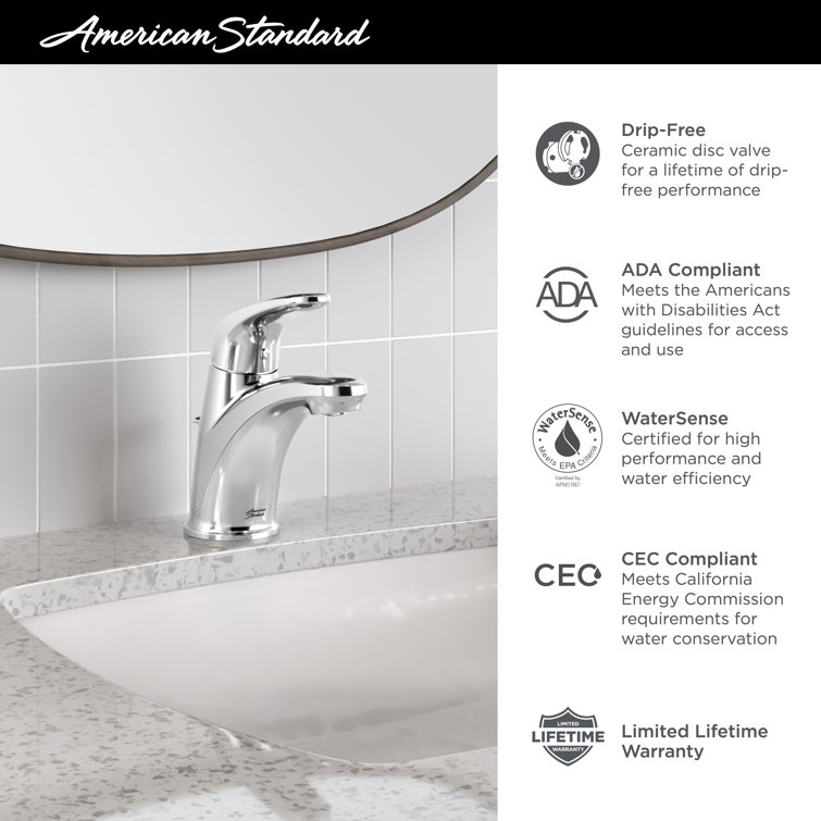 Polished Chrome Single-Handle Bathroom Faucet with Metal Drain
