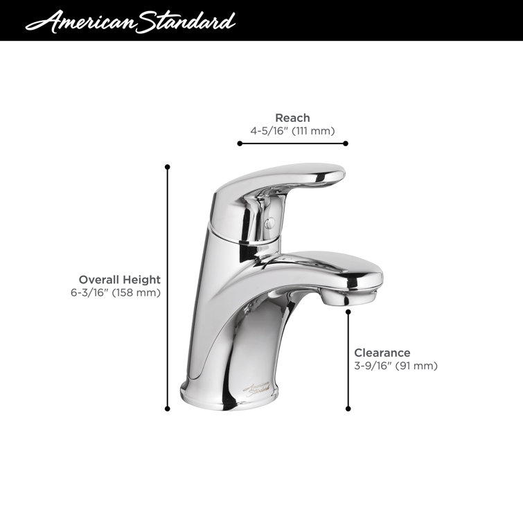 Polished Chrome Single-Handle Bathroom Faucet with Metal Drain