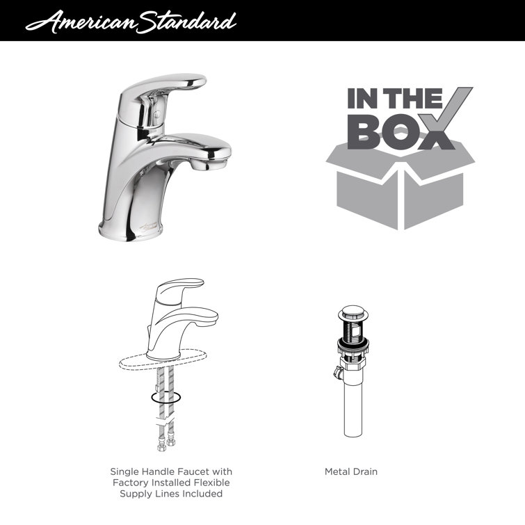 Polished Chrome Single-Handle Bathroom Faucet with Metal Drain
