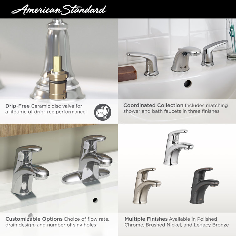 Polished Chrome Single-Handle Bathroom Faucet with Metal Drain