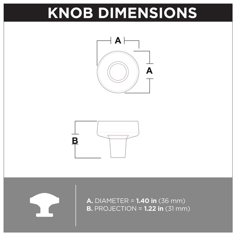 Matte Black Round Modern Brass Knob with Mounting Hardware