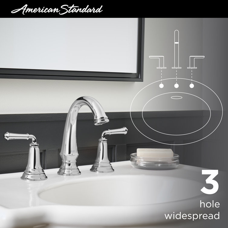 Polished Chrome Widespread 2-Handle Bathroom Faucet with Brass Body