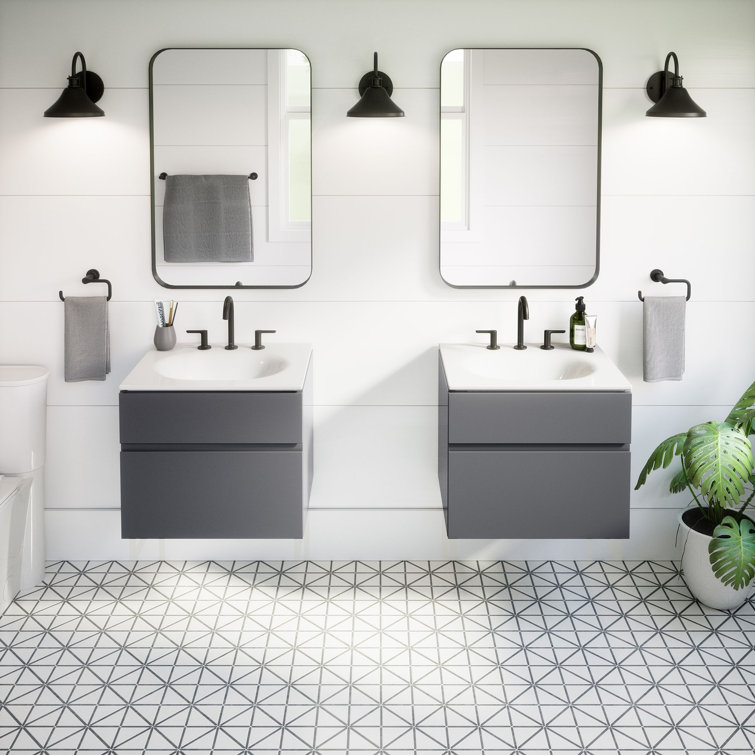Matte Black Brass Widespread Bathroom Faucet with Lever Handles