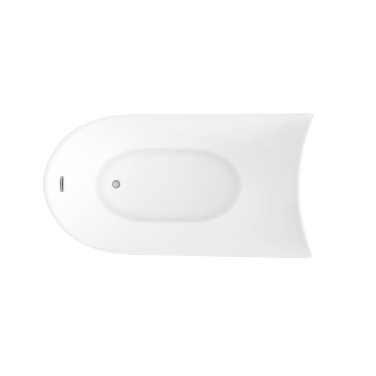 Contemporary White Acrylic Freestanding Soaking Bathtub with Asymmetrical Design
