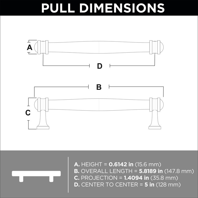 Champagne Bronze 6.3'' Industrial Bar Pull with Mounting Hardware