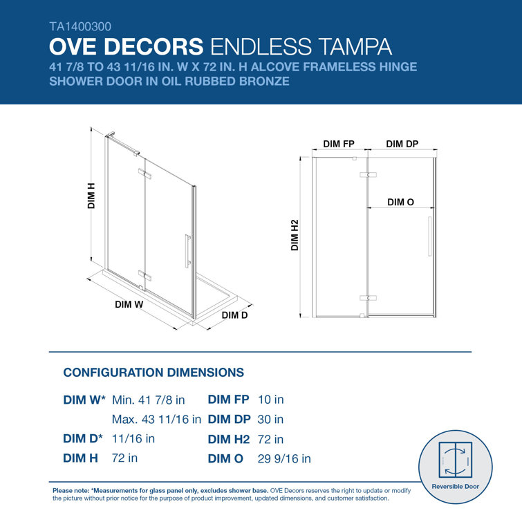 Tampa Black Frameless Corner Shower Kit with Tempered Glass