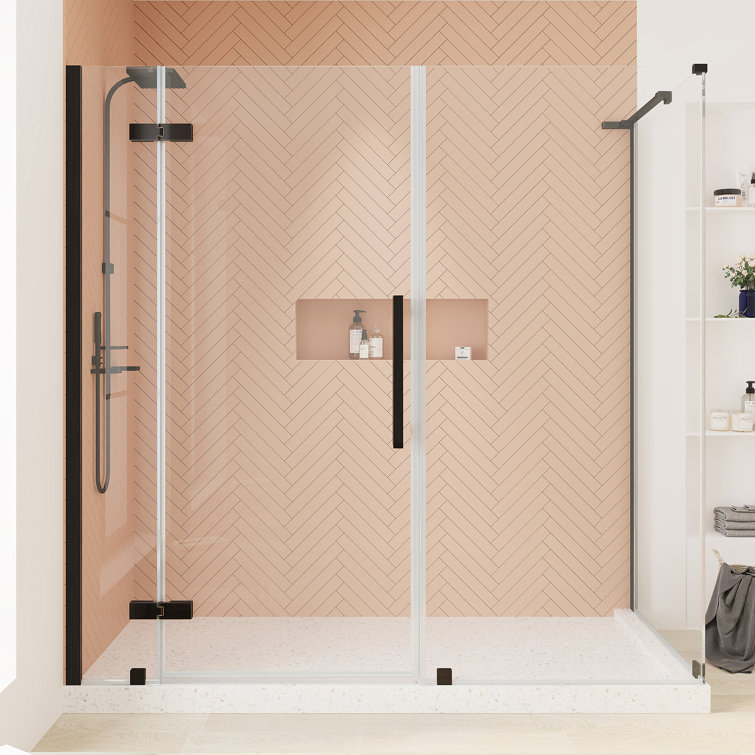 Bronze Frameless Corner Shower Kit with Tempered Glass Panels