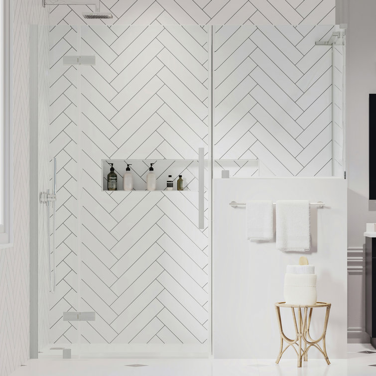 Tampa Frameless Nickel 72" H Rectangle Shower Enclosure