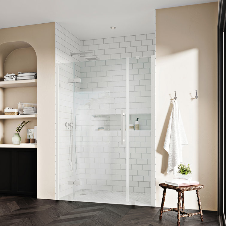 Tampa 58'' W 72'' H Frameless Satin Nickel Shower Kit