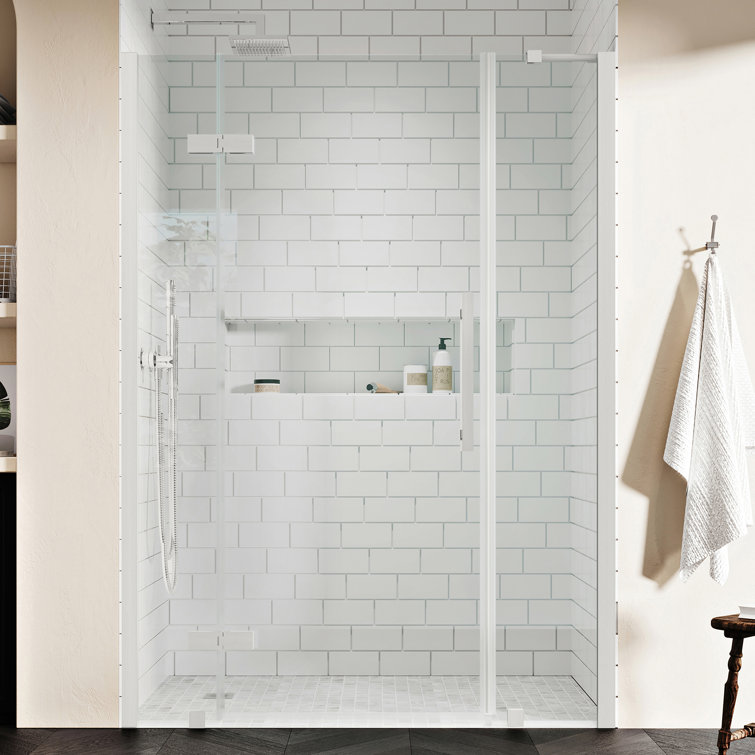Tampa 58'' W 72'' H Frameless Satin Nickel Shower Kit